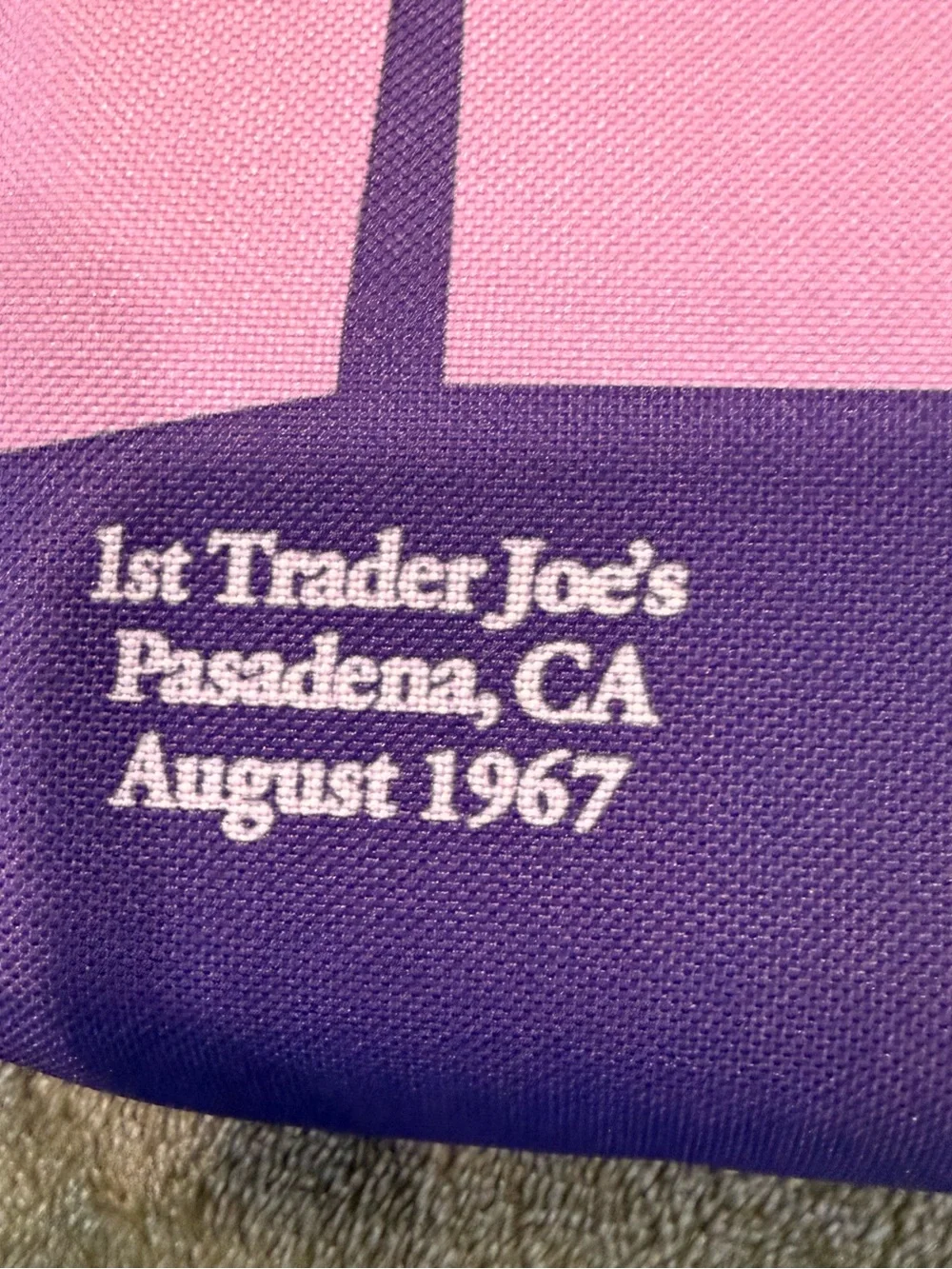 Trader Joe’s Pasadena 1967 Insulated Cooler Tote Bag Purple Zip Beach Picnic